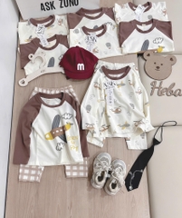 SET 2 BỘ DÀI MÁY BAY SIÊU XINH TONE NÂU BÉ TRAI