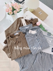ÁO SƠ MI KẺ TAY LỬNG 2 MÀU NỮ