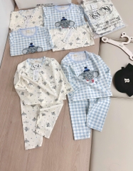 SET 2 BỘ DÀI CARO XANH VOI BÉ TRAI SẴN (SALE 109k)