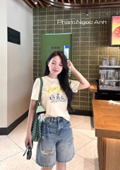SET JEAN RÁCH LỬNG MIX ÁO PHÔNG FOREST NỮ SẴN (SALE 139k)