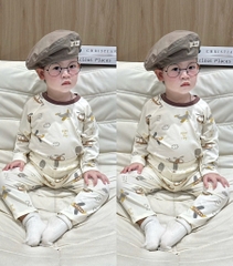 SET 2 BỘ DÀI MÁY BAY SIÊU XINH TONE NÂU BÉ TRAI