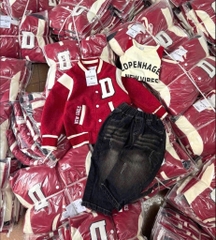 SÉT DÀI 3 MÓN COVER NEW ÁO KHOÁC BOMBER ĐỎ ÁO PHÔNG QUẦN JEAN BÉ TRAI