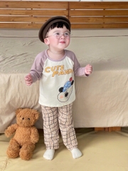 SET BỘ DÀI CUTE PANDA PHỐI QUẦN KẺ BÉ TRAI SẴN(XẢ 39k)
