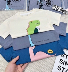 SET 3 ÁO KHỦNG LONG CỘC TAY BÉ TRAI