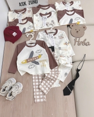 SET 2 BỘ DÀI MÁY BAY SIÊU XINH TONE NÂU BÉ TRAI