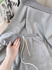 SET MÌ NỈ CHÂN VÁY ÁO PHỐI KẺ CHÉO VAI NỮ THU ĐÔNG SẴN (SALE 139k)