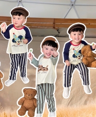 SET 2 BỘ DÀI CHÓ MK QUẦN KẺ SỌC BÉ TRAI