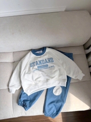 SET 2 BỘ DÀI NỈ HÀN STANDARD TRẮNG PHỐI XANH BÉ TRAI