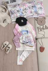 SET DÀI LABABU ĐÍNH NỔI ĐÁNG YÊU – MỀM MỊN CHUẨN COTTON XỊN BÉ GÁI