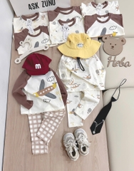 SET 2 BỘ DÀI MÁY BAY SIÊU XINH TONE NÂU BÉ TRAI
