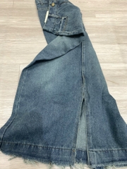 CHÂN VÁY BÒ NỮ DÀI TUA RUA SẴN (xả 75k)