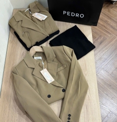 SET BLAZER PHỐI VÁY MIDI 2 DÂY NỮ THU ĐÔNG SẴN