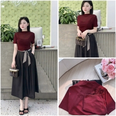SET BỘ 3 MÓN CHÂN VÁY MIX ÁO 2S VÀ ÁO CỔ LIỀN NỮ THU ĐÔNG SẴN
