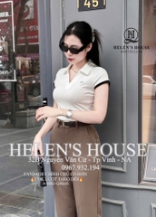 ÁO CỔ V PHỐI TAY ĐÍNH TAG NỮ SẴN