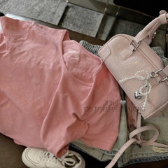 ÁO PHÔNG HỒNG+ QUẦN NGỐ JEAN ỐNG RỘNG GÂU CẠP CHUN NỮ