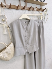 SET GHI 2 LỚP TAY LIỀN CÚC BỌC NỮ