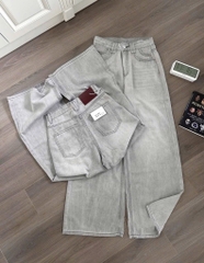 QUẦN SUÔNG JEAN NỮ MÀU XÁM KHÓI SẴN