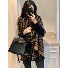 PHỤ KIỆN - KHĂN HOẠ TIẾT CHỮ F NÂU ĐEN NỮ