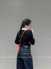 QUẦN JEAN NỮ ĐEN GẤU TO SẴN