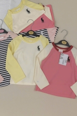 SET 3 ÁO NGỰA PHỐI MÀU DÀI TAY BÉ GÁI SẴN