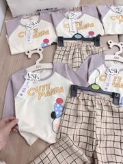 SET BỘ DÀI CUTE PANDA PHỐI QUẦN KẺ BÉ TRAI SẴN(XẢ 39k)