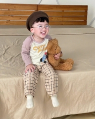 SET BỘ DÀI CUTE PANDA PHỐI QUẦN KẺ BÉ TRAI SẴN(XẢ 39k)