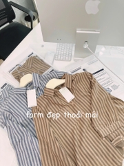 ÁO SƠ MI KẺ TAY LỬNG 2 MÀU NỮ