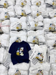 SET 2 ÁO DÀI PHỐI TAY KẺ MICKEY WHERE'S GOOFY TRẮNG THAN BÉ TRAI