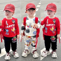 SET 2 BỘ DÀI IRONMAN MARVAL ĐEN ĐỎ GHI BÉ TRAI SẴN