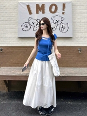 SET ÁO XANH HOA TẾT MIX CV HAI LỚP NỮ