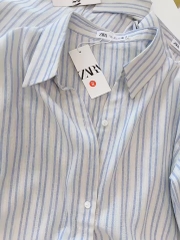 ÁO KẺ ZARA CỔ V VẠT BẦU NỮ