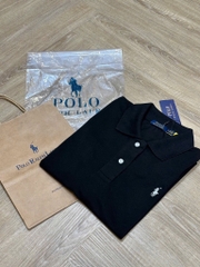 ÁO POLO ĐEN CỘC TAY THÊU NGỰA NỮ