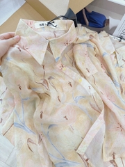 ÁO SƠ MI HOA CỎ 1 TÚI TRƯỚC NỮ