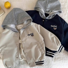 ÁO GIÓ HOODIE BO VIỀN LOGO GẤU DÀI TAY BÉ TRAI