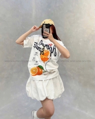 ÁO PHÔNG TRẮNG HOẠ TIẾT LY CAM NỮ SẴN (XẢ 30k)