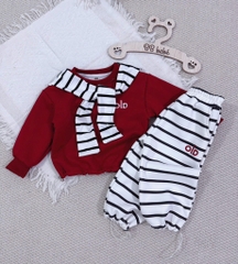 SET BỘ DÀI ALO ĐỎ KẺ KÈM KHĂN BÉ TRAI BÉ GÁI SẴN
