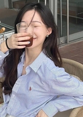 ÁO SƠ MI KẺ XANH THÊU LOGO NGỰA NỮ