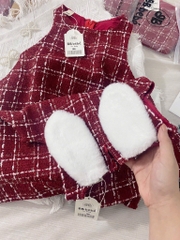 VÁY DẠ ĐỎ TAI THỎ BÉ GÁI SẴN