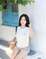 ÁO LEN CDG THÊU GẤU CỘC TAY NỮ THU ĐÔNG