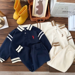 BỘ DÀI NỈ HAI DA POLO THÊU NGỰA 2 MÀU BÉ TRAI