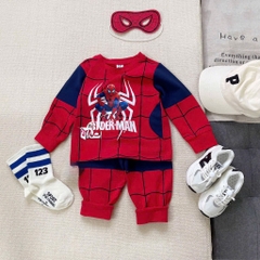 SET BỘ COTTON DÀI NHỆN SPIDER - MAN KÈM MẶT NẠ 2M CHO BÉ TRAI