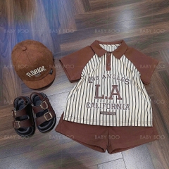 SET BỘ ÁO CỔ BẺ NÂU TÂY L.A CHO BÉ TRAI