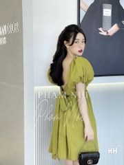VÁY XANH LI NGỰC NƠ SAU