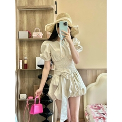 VÁY CHUN EO TAY BỒNG NỮ (Xả 89k)