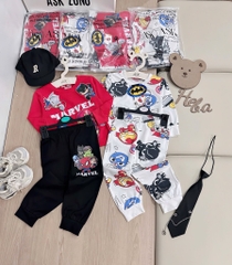 SET 2 BỘ DÀI IRONMAN MARVAL ĐEN ĐỎ GHI BÉ TRAI SẴN