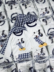 SET BỘ DÀI MICKEY QUẦN KẺ XANH THAN MẸ VÀ BÉ