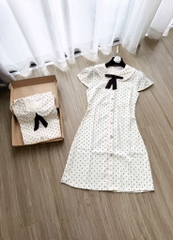 VÁY CHẤM BI CỔ SEN NƠ NỮ(XẢ 119k)