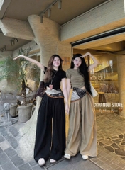 SET ÁO THUN QUẦN SUÔNG RỘNG KÈM KHĂN NỮ