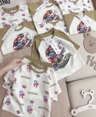 SET 2 BỘ CỘC TAY AVENGERS PHỐI NÂU TRẮNG BÉ TRAI