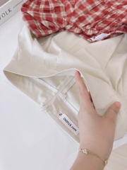 SET ÁO CARO ĐỎ TAY BỒNG CHÂN VÁY KEM LY DÀI NỮ SẴN (SALE 129k)